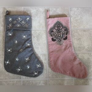 Bella Lux Grey and Light Peach Embellished Stockings Like New